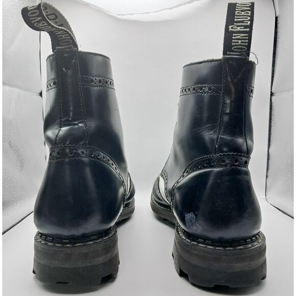 Size 11M - Vintage 80s John Fluevog Boots Black White Leather Two Tone Rare” - Picture 4 of 9